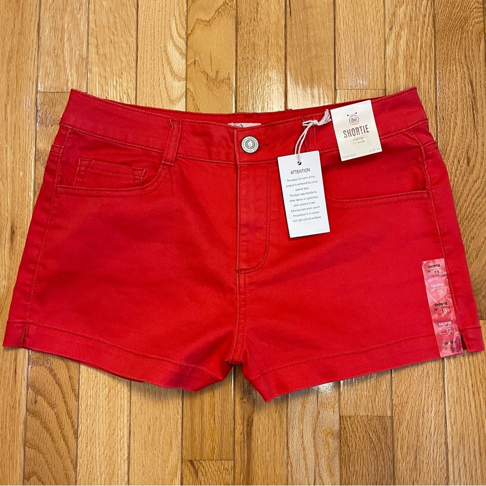 SO Shorts Junior Size 13 High Rise Stretch Style Shortie Red NWT